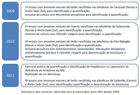 Imagem da página Ensaios Laboratoriais de Fitoplâncton