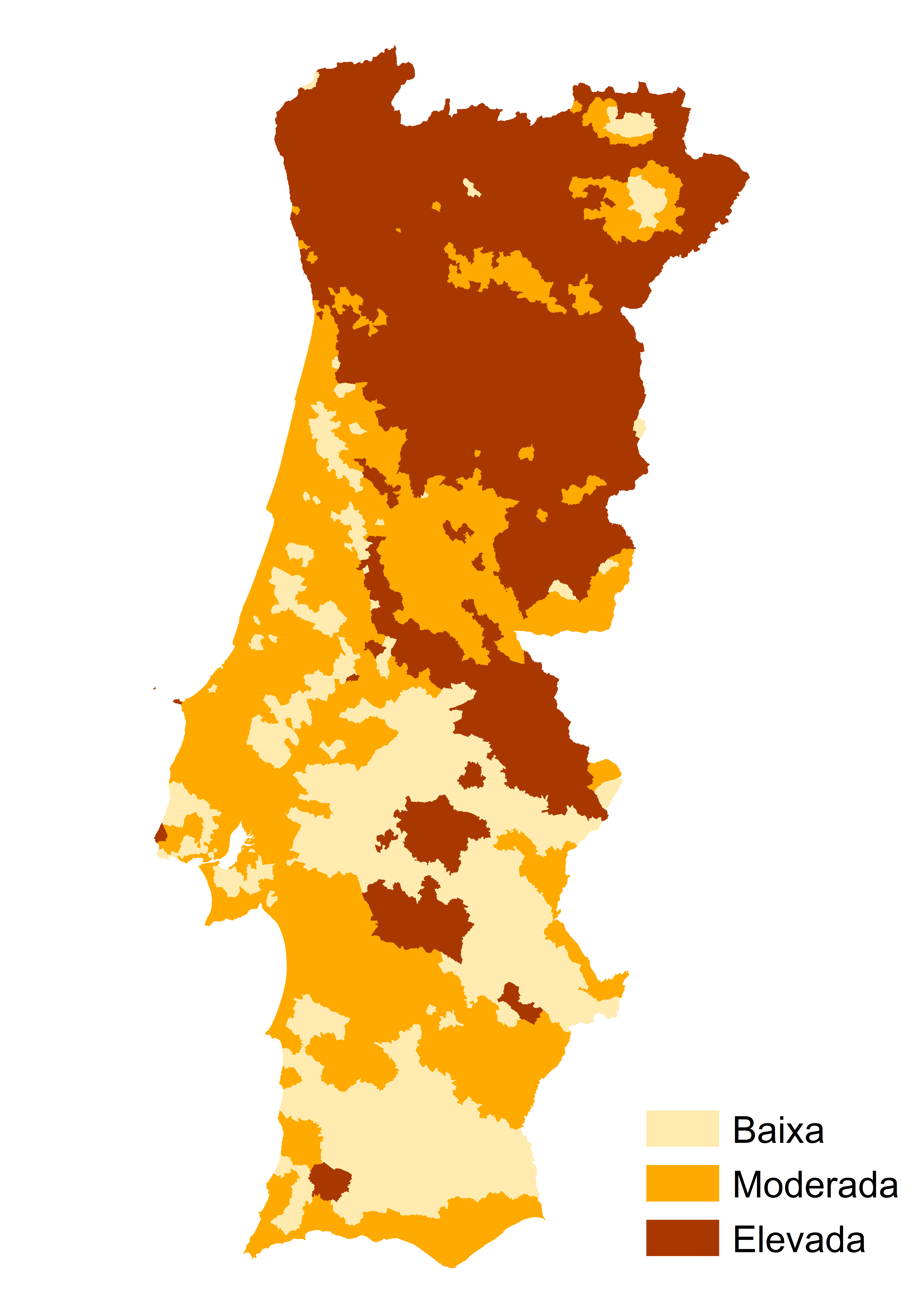 Mapa Político de Portugal: Zona Norte