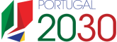Logótipo do Portugal 2030, com formas geométricas nas cores da bandeira nacional e o texto 'Portugal 2030'